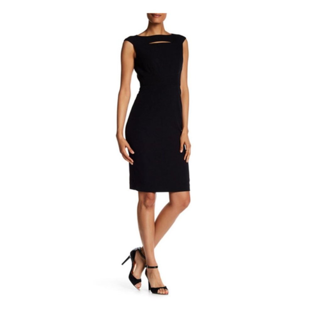Tahari - Neck Cutout Cap Sleeve Sheath Dress